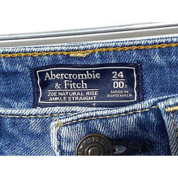 Abercrombie Zoe Natural Rise Ankle Straight Jeans Women 24 00S Distressed Ripped - Picture 6 of 9